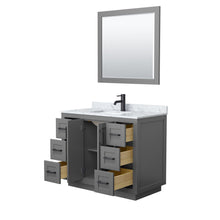 Load image into Gallery viewer, Wyndham Collection Vanity Wyndham Collection WCF292942SGBCMUNSM34 Miranda 42 Inch Single Bathroom Vanity in Dark Gray, White Carrara Marble Countertop, Undermount Square Sink, Matte Black Trim, 34 Inch Mirror