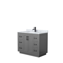 Load image into Gallery viewer, Wyndham Collection Vanity Wyndham Collection WCF292942SGBCMUNSMXX Miranda 42 Inch Single Bathroom Vanity in Dark Gray, White Carrara Marble Countertop, Undermount Square Sink, Matte Black Trim