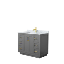 Load image into Gallery viewer, Wyndham Collection Vanity Wyndham Collection WCF292942SGGCMUNSMXX Miranda 42 Inch Single Bathroom Vanity in Dark Gray, White Carrara Marble Countertop, Undermount Square Sink, Brushed Gold Trim