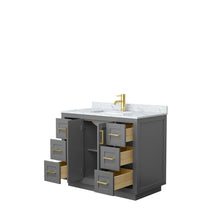 Load image into Gallery viewer, Wyndham Collection Vanity Wyndham Collection WCF292942SGGCMUNSMXX Miranda 42 Inch Single Bathroom Vanity in Dark Gray, White Carrara Marble Countertop, Undermount Square Sink, Brushed Gold Trim