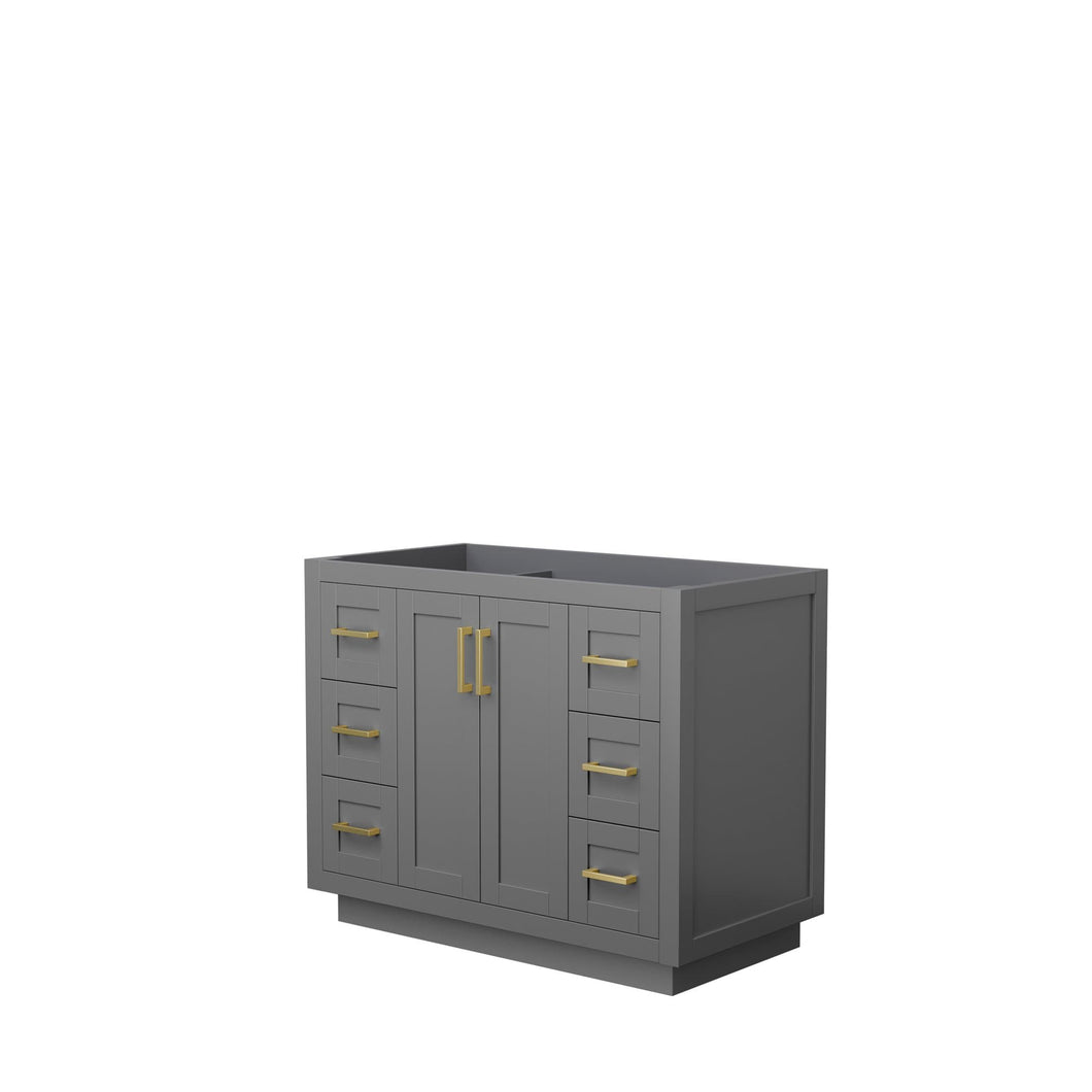Wyndham Collection Vanity Wyndham Collection WCF292942SGGCXSXXMXX Miranda 42 Inch Single Bathroom Vanity in Dark Gray, No Countertop, No Sink, Brushed Gold Trim