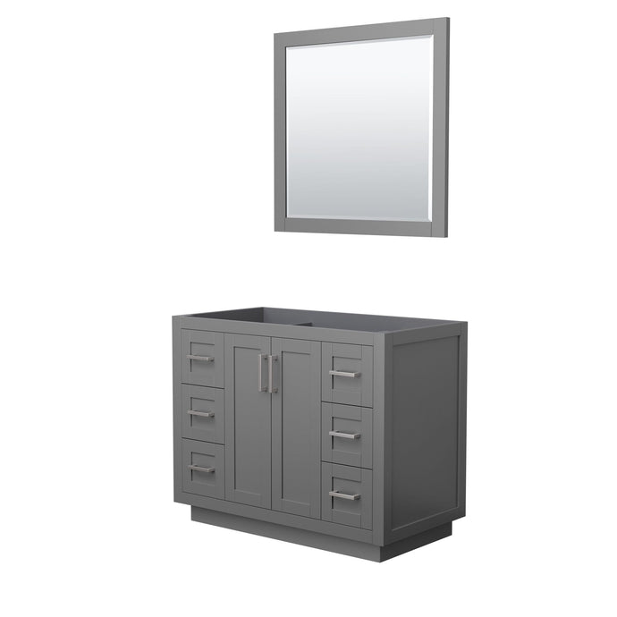 Wyndham Collection Vanity Wyndham Collection WCF292942SKGCXSXXM34 Miranda 42 Inch Single Bathroom Vanity in Dark Gray, No Countertop, No Sink, Brushed Nickel Trim, 34 Inch Mirror