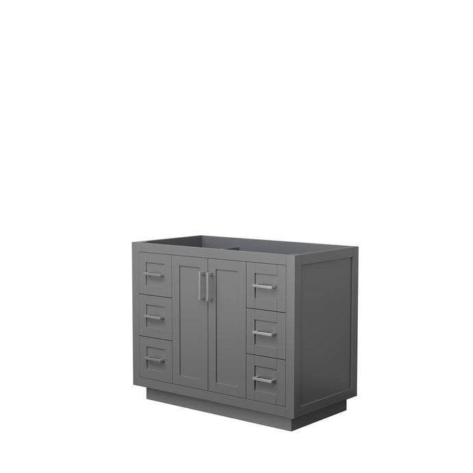 Wyndham Collection Vanity Wyndham Collection WCF292942SKGCXSXXMXX Miranda 42 Inch Single Bathroom Vanity in Dark Gray, No Countertop, No Sink, Brushed Nickel Trim