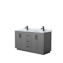 Load image into Gallery viewer, Wyndham Collection Vanity Wyndham Collection WCF292960DGBCMUNSMXX Miranda 60 Inch Double Bathroom Vanity in Dark Gray, White Carrara Marble Countertop, Undermount Square Sinks, Matte Black Trim