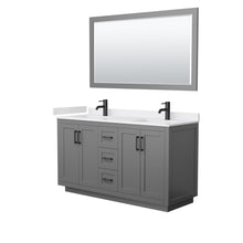 Load image into Gallery viewer, Wyndham Collection Vanity Wyndham Collection WCF292960DGBWCUNSM58 Miranda 60 Inch Double Bathroom Vanity in Dark Gray, White Cultured Marble Countertop, Undermount Square Sinks, Matte Black Trim, 58 Inch Mirror