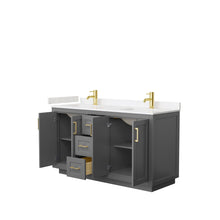 Load image into Gallery viewer, Wyndham Collection Vanity Wyndham Collection WCF292960DGGC2UNSMXX Miranda 60 Inch Double Bathroom Vanity in Dark Gray, Light-Vein Carrara Cultured Marble Countertop, Undermount Square Sinks, Brushed Gold Trim