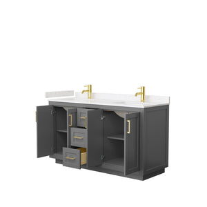 Wyndham Collection Vanity Wyndham Collection WCF292960DGGC2UNSMXX Miranda 60 Inch Double Bathroom Vanity in Dark Gray, Light-Vein Carrara Cultured Marble Countertop, Undermount Square Sinks, Brushed Gold Trim