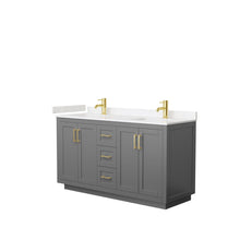 Load image into Gallery viewer, Wyndham Collection Vanity Wyndham Collection WCF292960DGGC2UNSMXX Miranda 60 Inch Double Bathroom Vanity in Dark Gray, Light-Vein Carrara Cultured Marble Countertop, Undermount Square Sinks, Brushed Gold Trim