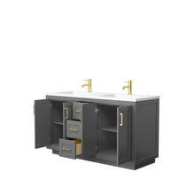 Load image into Gallery viewer, Wyndham Collection Vanity Wyndham Collection WCF292960DGGK1INTMXX Miranda 60 Inch Double Bathroom Vanity in Dark Gray, 1.25 Inch Thick Matte White Solid Surface Countertop, Integrated Sinks, Brushed Gold Trim