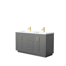 Load image into Gallery viewer, Wyndham Collection Vanity Wyndham Collection WCF292960DGGK1INTMXX Miranda 60 Inch Double Bathroom Vanity in Dark Gray, 1.25 Inch Thick Matte White Solid Surface Countertop, Integrated Sinks, Brushed Gold Trim