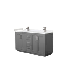 Load image into Gallery viewer, Wyndham Collection Vanity Wyndham Collection WCF292960DKGC2UNSMXX Miranda 60 Inch Double Bathroom Vanity in Dark Gray, Light-Vein Carrara Cultured Marble Countertop, Undermount Square Sinks, Brushed Nickel Trim