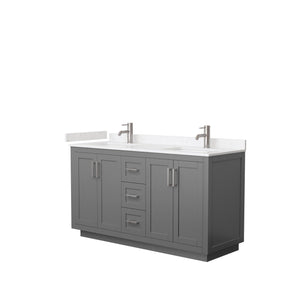 Wyndham Collection Vanity Wyndham Collection WCF292960DKGC2UNSMXX Miranda 60 Inch Double Bathroom Vanity in Dark Gray, Light-Vein Carrara Cultured Marble Countertop, Undermount Square Sinks, Brushed Nickel Trim