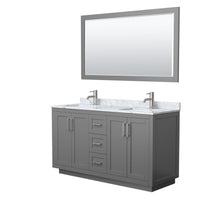 Load image into Gallery viewer, Wyndham Collection Vanity Wyndham Collection WCF292960DKGCMUNSM58 Miranda 60 Inch Double Bathroom Vanity in Dark Gray, White Carrara Marble Countertop, Undermount Square Sinks, Brushed Nickel Trim, 58 Inch Mirror