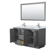 Load image into Gallery viewer, Wyndham Collection Vanity Wyndham Collection WCF292960DKGCMUNSM58 Miranda 60 Inch Double Bathroom Vanity in Dark Gray, White Carrara Marble Countertop, Undermount Square Sinks, Brushed Nickel Trim, 58 Inch Mirror