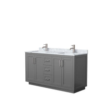 Load image into Gallery viewer, Wyndham Collection Vanity Wyndham Collection WCF292960DKGCMUNSMXX Miranda 60 Inch Double Bathroom Vanity in Dark Gray, White Carrara Marble Countertop, Undermount Square Sinks, Brushed Nickel Trim