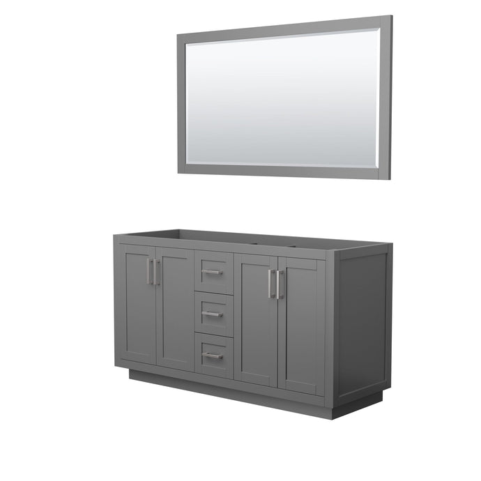 Wyndham Collection Vanity Wyndham Collection WCF292960DKGCXSXXM58 Miranda 60 Inch Double Bathroom Vanity in Dark Gray, No Countertop, No Sink, Brushed Nickel Trim, 58 Inch Mirror