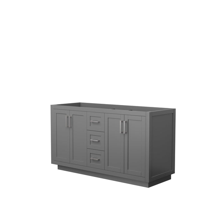 Wyndham Collection Vanity Wyndham Collection WCF292960DKGCXSXXMXX Miranda 60 Inch Double Bathroom Vanity in Dark Gray, No Countertop, No Sink, Brushed Nickel Trim