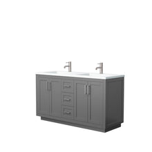 Load image into Gallery viewer, Wyndham Collection Vanity Wyndham Collection WCF292960DKGK1INTMXX Miranda 60 Inch Double Bathroom Vanity in Dark Gray, 1.25 Inch Thick Matte White Solid Surface Countertop, Integrated Sinks, Brushed Nickel Trim