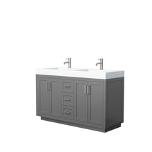 Load image into Gallery viewer, Wyndham Collection Vanity Wyndham Collection WCF292960DKGK4INTMXX Miranda 60 Inch Double Bathroom Vanity in Dark Gray, 4 Inch Thick Matte White Solid Surface Countertop, Integrated Sinks, Brushed Nickel Trim