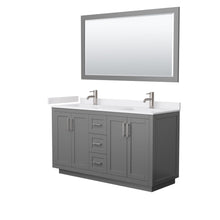 Load image into Gallery viewer, Wyndham Collection Vanity Wyndham Collection WCF292960DKGWCUNSM58 Miranda 60 Inch Double Bathroom Vanity in Dark Gray, White Cultured Marble Countertop, Undermount Square Sinks, Brushed Nickel Trim, 58 Inch Mirror