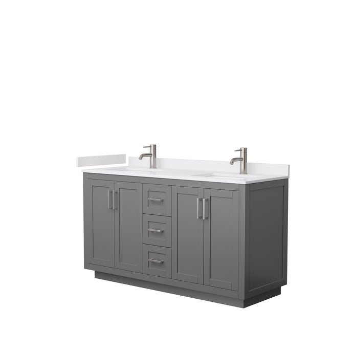 Wyndham Collection Vanity Wyndham Collection WCF292960DKGWCUNSMXX Miranda 60 Inch Double Bathroom Vanity in Dark Gray, White Cultured Marble Countertop, Undermount Square Sinks, Brushed Nickel Trim