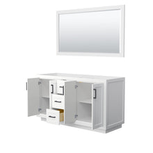 Load image into Gallery viewer, Wyndham Collection Vanity Wyndham Collection WCF292960DWBCXSXXM58 Miranda 60 Inch Double Bathroom Vanity in White, No Countertop, No Sink, Matte Black Trim, 58 Inch Mirror