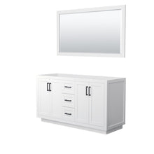 Load image into Gallery viewer, Wyndham Collection Vanity Wyndham Collection WCF292960DWBCXSXXM58 Miranda 60 Inch Double Bathroom Vanity in White, No Countertop, No Sink, Matte Black Trim, 58 Inch Mirror