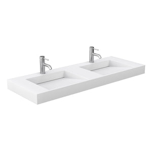 Wyndham Collection Vanity Wyndham Collection WCF292960DWBK4INTMXX Miranda 60 Inch Double Bathroom Vanity in White, 4 Inch Thick Matte White Solid Surface Countertop, Integrated Sinks, Matte Black Trim