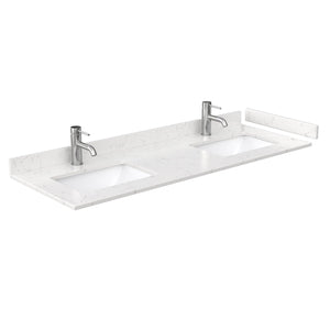 Wyndham Collection Vanity Wyndham Collection WCF292960DWGC2UNSM58 Miranda 60 Inch Double Bathroom Vanity in White, Light-Vein Carrara Cultured Marble Countertop, Undermount Square Sinks, Brushed Gold Trim, 58 Inch Mirror