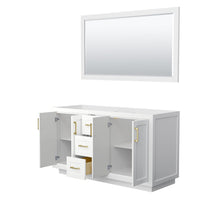 Load image into Gallery viewer, Wyndham Collection Vanity Wyndham Collection WCF292960DWGCXSXXM58 Miranda 60 Inch Double Bathroom Vanity in White, No Countertop, No Sink, Brushed Gold Trim, 58 Inch Mirror