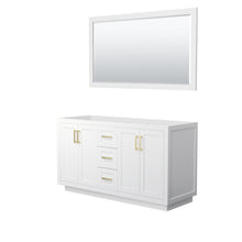 Load image into Gallery viewer, Wyndham Collection Vanity Wyndham Collection WCF292960DWGCXSXXM58 Miranda 60 Inch Double Bathroom Vanity in White, No Countertop, No Sink, Brushed Gold Trim, 58 Inch Mirror