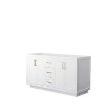 Load image into Gallery viewer, Wyndham Collection Vanity Wyndham Collection WCF292960DWGCXSXXMXX Miranda 60 Inch Double Bathroom Vanity in White, No Countertop, No Sink, Brushed Gold Trim