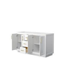 Load image into Gallery viewer, Wyndham Collection Vanity Wyndham Collection WCF292960DWGCXSXXMXX Miranda 60 Inch Double Bathroom Vanity in White, No Countertop, No Sink, Brushed Gold Trim