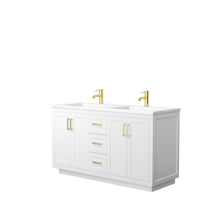 Load image into Gallery viewer, Wyndham Collection Vanity Wyndham Collection WCF292960DWGK1INTMXX Miranda 60 Inch Double Bathroom Vanity in White, 1.25 Inch Thick Matte White Solid Surface Countertop, Integrated Sinks, Brushed Gold Trim