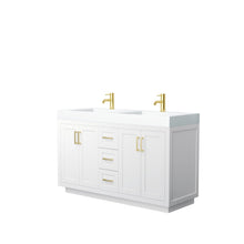 Load image into Gallery viewer, Wyndham Collection Vanity Wyndham Collection WCF292960DWGK4INTMXX Miranda 60 Inch Double Bathroom Vanity in White, 4 Inch Thick Matte White Solid Surface Countertop, Integrated Sinks, Brushed Gold Trim