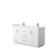 Load image into Gallery viewer, Wyndham Collection Vanity Wyndham Collection WCF292960DWHC2UNSMXX Miranda 60 Inch Double Bathroom Vanity in White, Light-Vein Carrara Cultured Marble Countertop, Undermount Square Sinks, Brushed Nickel Trim