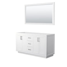 Load image into Gallery viewer, Wyndham Collection Vanity Wyndham Collection WCF292960DWHCXSXXM58 Miranda 60 Inch Double Bathroom Vanity in White, No Countertop, No Sink, Brushed Nickel Trim, 58 Inch Mirror