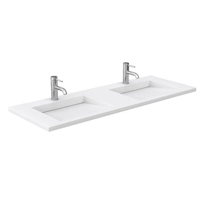 Wyndham Collection Vanity Wyndham Collection WCF292960DWHK1INTM58 Miranda 60 Inch Double Bathroom Vanity in White, 1.25 Inch Thick Matte White Solid Surface Countertop, Integrated Sinks, Brushed Nickel Trim, 58 Inch Mirror