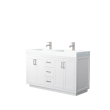 Load image into Gallery viewer, Wyndham Collection Vanity Wyndham Collection WCF292960DWHK4INTMXX Miranda 60 Inch Double Bathroom Vanity in White, 4 Inch Thick Matte White Solid Surface Countertop, Integrated Sinks, Brushed Nickel Trim