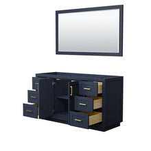 Load image into Gallery viewer, Wyndham Collection Vanity Wyndham Collection WCF292960SBLCXSXXM58 Miranda 60 Inch Single Bathroom Vanity in Dark Blue, No Countertop, No Sink, Brushed Gold Trim, 58 Inch Mirror