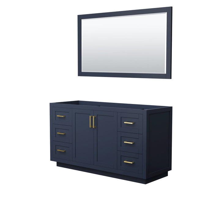 Wyndham Collection Vanity Wyndham Collection WCF292960SBLCXSXXM58 Miranda 60 Inch Single Bathroom Vanity in Dark Blue, No Countertop, No Sink, Brushed Gold Trim, 58 Inch Mirror