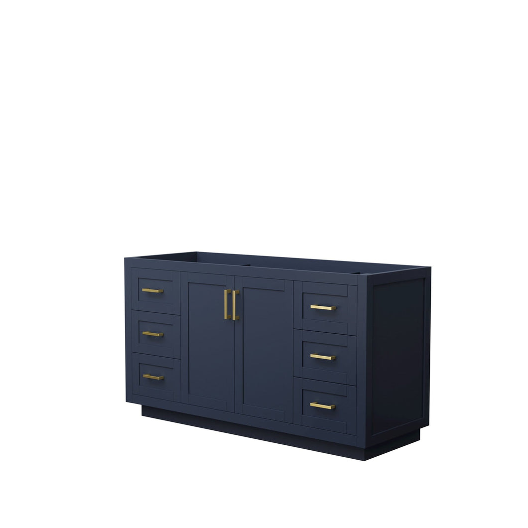 Wyndham Collection Vanity Wyndham Collection WCF292960SBLCXSXXMXX Miranda 60 Inch Single Bathroom Vanity in Dark Blue, No Countertop, No Sink, Brushed Gold Trim