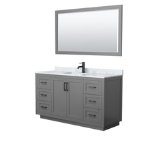 Load image into Gallery viewer, Wyndham Collection Vanity Wyndham Collection WCF292960SGBCMUNSM58 Miranda 60 Inch Single Bathroom Vanity in Dark Gray, White Carrara Marble Countertop, Undermount Square Sink, Matte Black Trim, 58 Inch Mirror