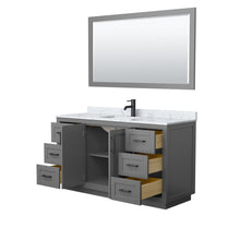 Load image into Gallery viewer, Wyndham Collection Vanity Wyndham Collection WCF292960SGBCMUNSM58 Miranda 60 Inch Single Bathroom Vanity in Dark Gray, White Carrara Marble Countertop, Undermount Square Sink, Matte Black Trim, 58 Inch Mirror