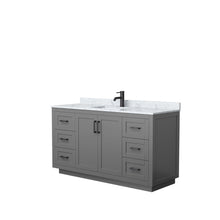 Load image into Gallery viewer, Wyndham Collection Vanity Wyndham Collection WCF292960SGBCMUNSMXX Miranda 60 Inch Single Bathroom Vanity in Dark Gray, White Carrara Marble Countertop, Undermount Square Sink, Matte Black Trim