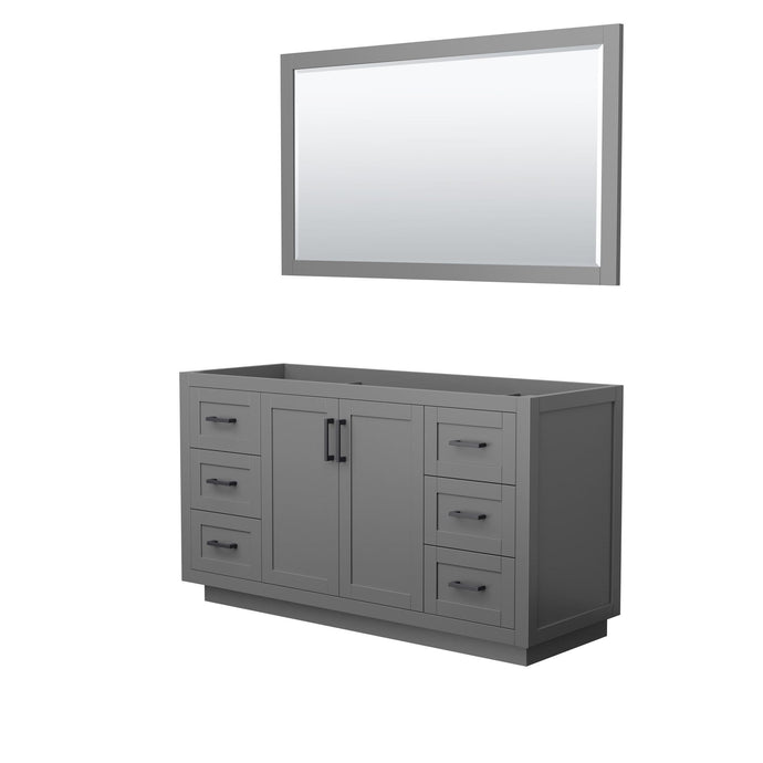 Wyndham Collection Vanity Wyndham Collection WCF292960SGBCXSXXM58 Miranda 60 Inch Single Bathroom Vanity in Dark Gray, No Countertop, No Sink, Matte Black Trim, 58 Inch Mirror
