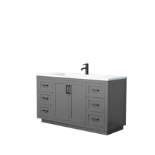 Load image into Gallery viewer, Wyndham Collection Vanity Wyndham Collection WCF292960SGBK1INTMXX Miranda 60 Inch Single Bathroom Vanity in Dark Gray, 1.25 Inch Thick Matte White Solid Surface Countertop, Integrated Sink, Matte Black Trim