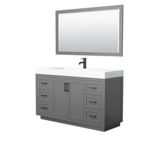 Load image into Gallery viewer, Wyndham Collection Vanity Wyndham Collection WCF292960SGBK4INTM58 Miranda 60 Inch Single Bathroom Vanity in Dark Gray, 4 Inch Thick Matte White Solid Surface Countertop, Integrated Sink, Matte Black Trim, 58 Inch Mirror