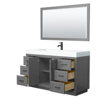 Load image into Gallery viewer, Wyndham Collection Vanity Wyndham Collection WCF292960SGBK4INTM58 Miranda 60 Inch Single Bathroom Vanity in Dark Gray, 4 Inch Thick Matte White Solid Surface Countertop, Integrated Sink, Matte Black Trim, 58 Inch Mirror