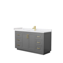 Load image into Gallery viewer, Wyndham Collection Vanity Wyndham Collection WCF292960SGGWCUNSMXX Miranda 60 Inch Single Bathroom Vanity in Dark Gray, White Cultured Marble Countertop, Undermount Square Sink, Brushed Gold Trim